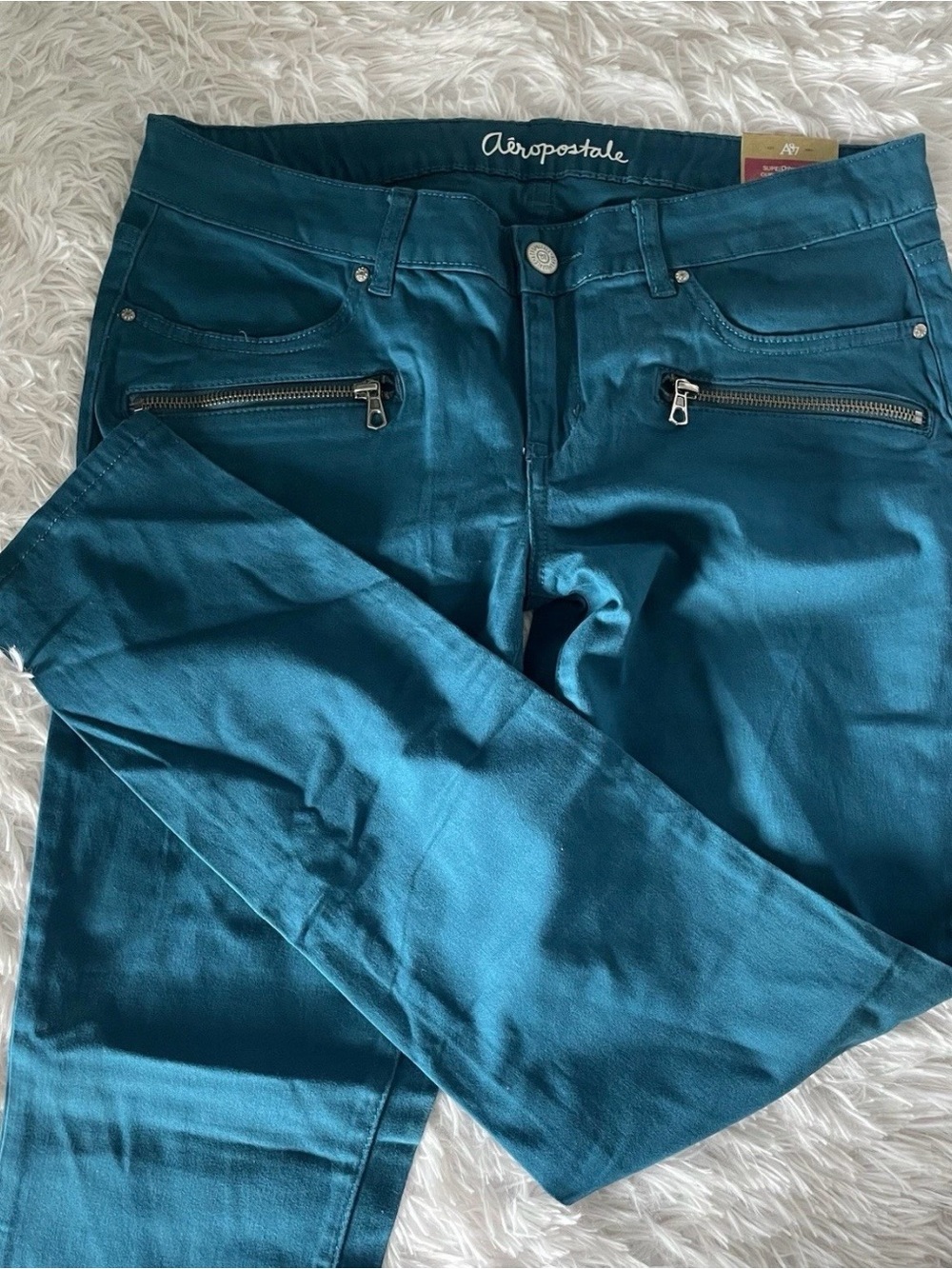 NWT Y2K Aeropostale LOLA Jegging Dark Teal/Zipper Accents Skinny Fit (Size 10)